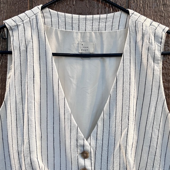 A New Day from Target Tailored Suit Vest in Cream w/ Black Stripe Size Large - Picture 7 of 10